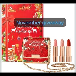 Christmas Lipstick Set with Red Bag